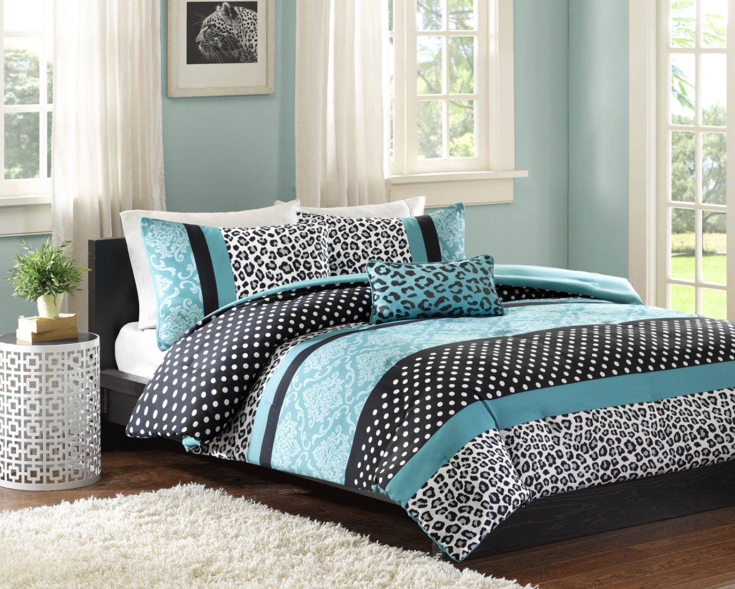 Walmart Girl Bedroom Sets
 forter Bed Set Teen Bedding Modern Teal Black Animal