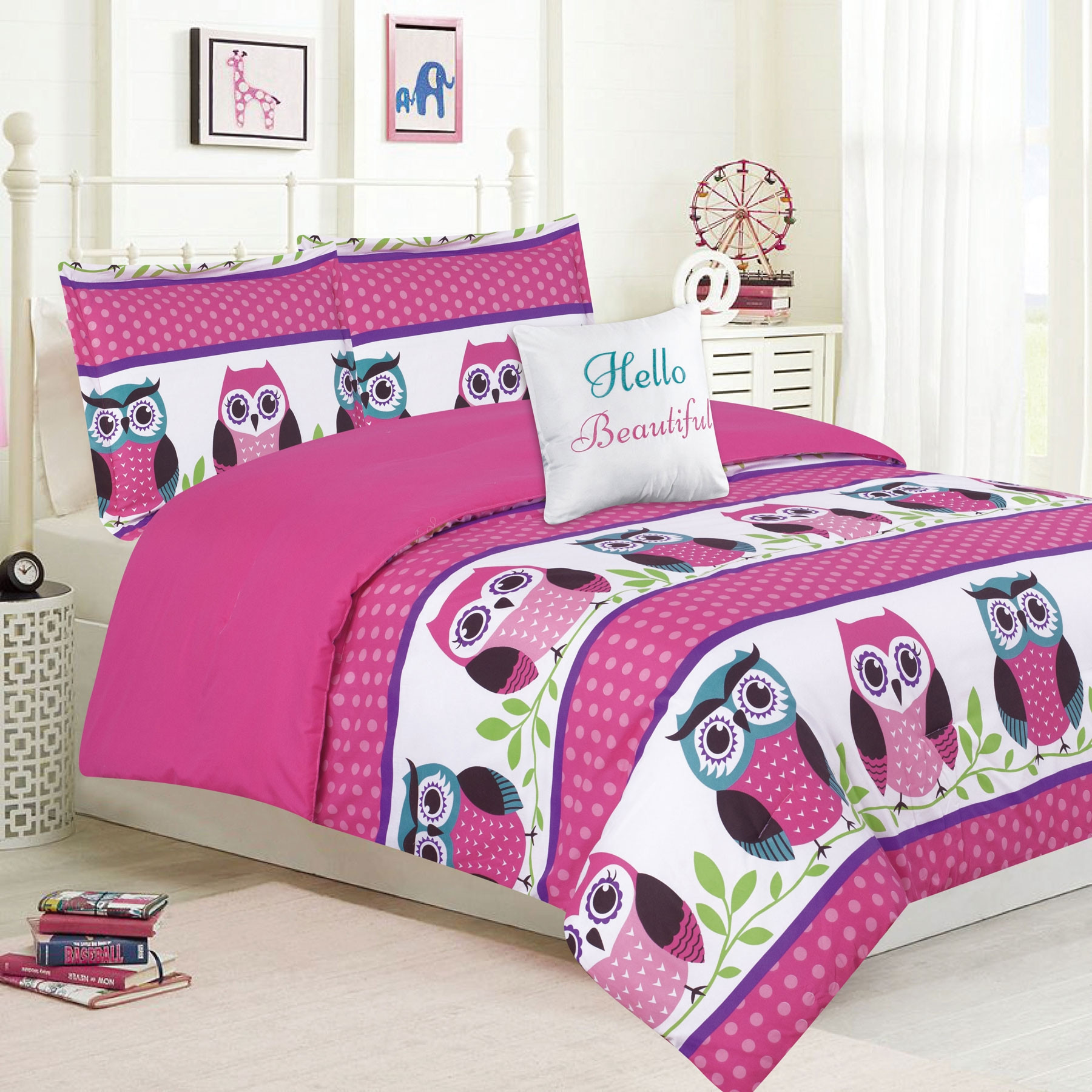 Walmart Girl Bedroom Sets
 Girls Bedding Twin 4 Piece forter Bed Set Owl Pink
