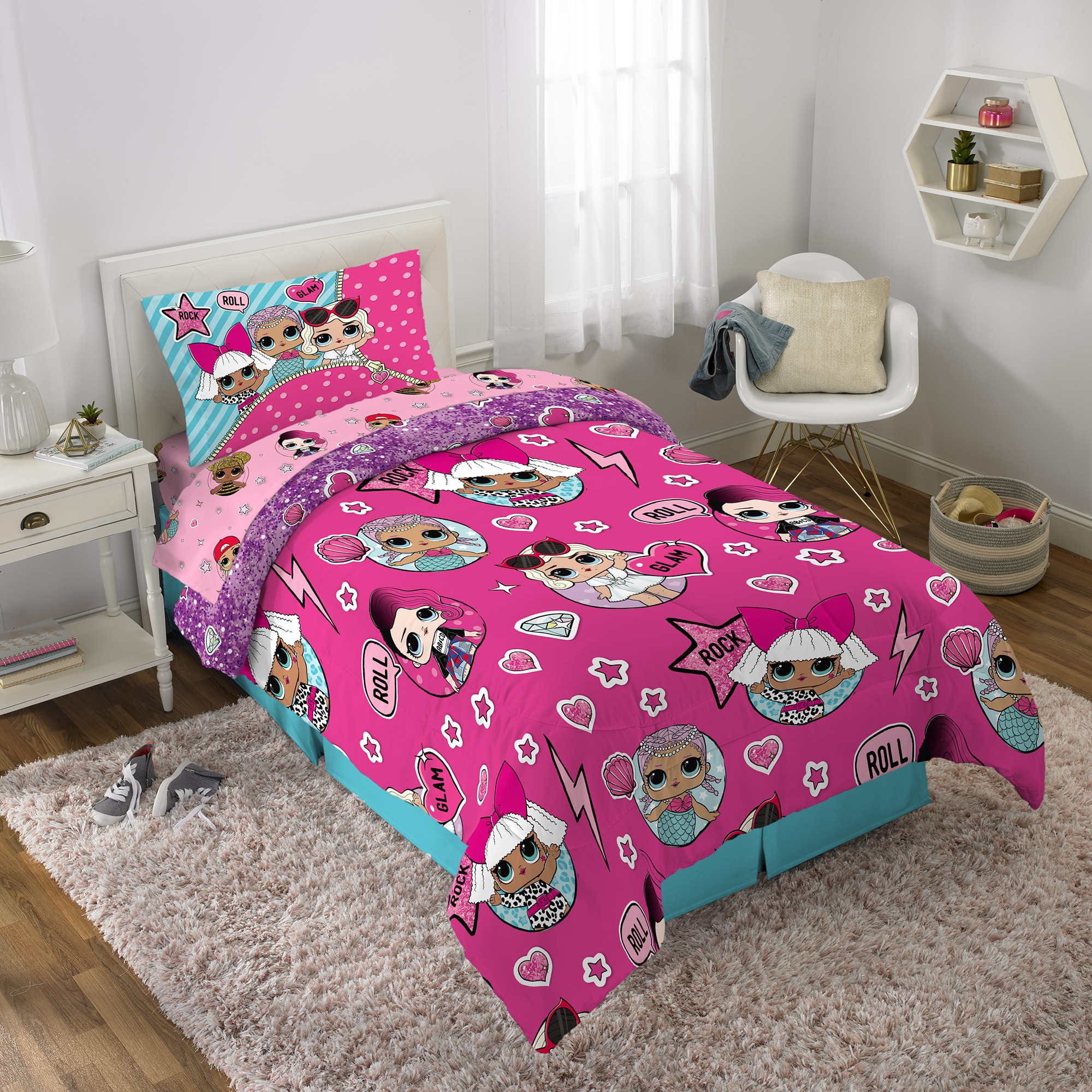 Walmart Girl Bedroom Sets
 L O L Surprise 5Pc Bedding Set Twin Bed in a Bag with