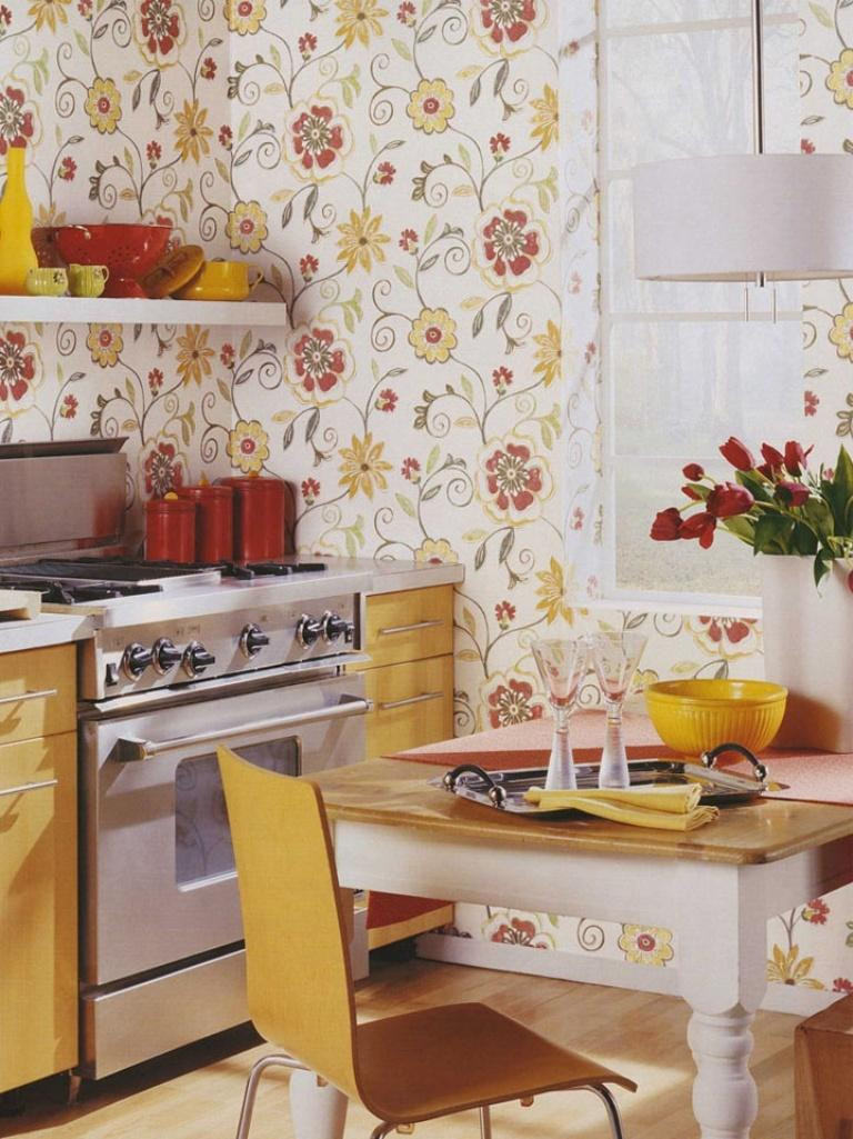 Washable Wallpaper For Kitchen
 15 Charminng Kitchens with Floral Wallpaper Rilane