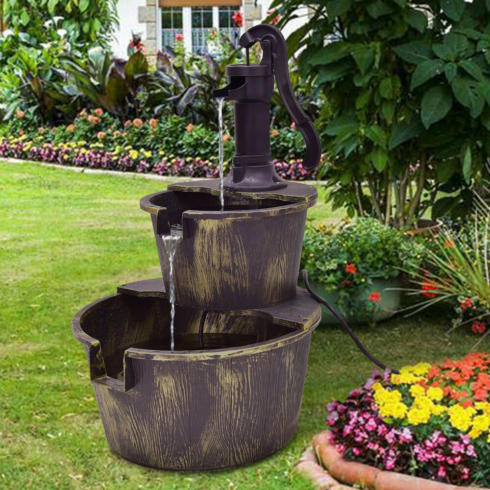 Water Fountain Landscape
 2 Tier Barrel Waterfall Fountain Barrel Water Fountain