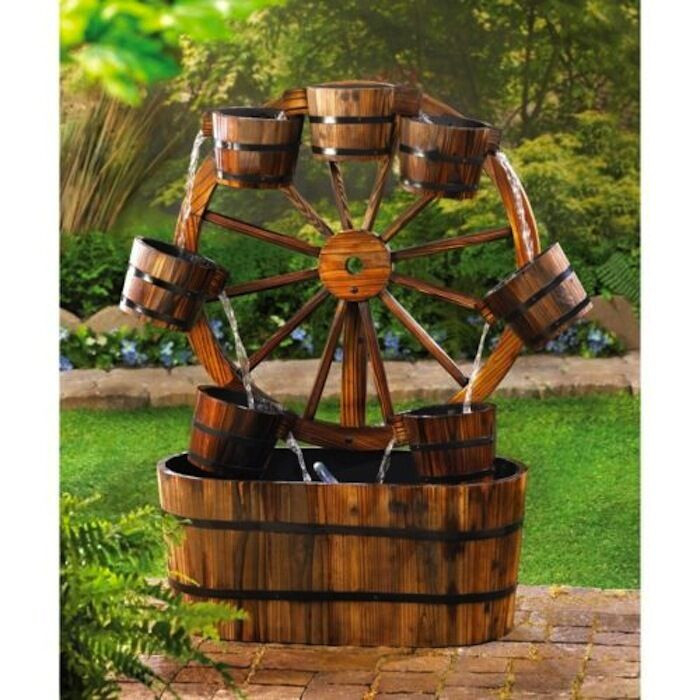 Water Fountain Landscape
 Wagon Wheel Country Water Fountain Garden Decor New