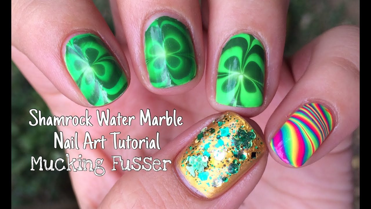 Water Marble Nail Art Tutorials
 Shamrock Water Marble Nail Art Tutorial