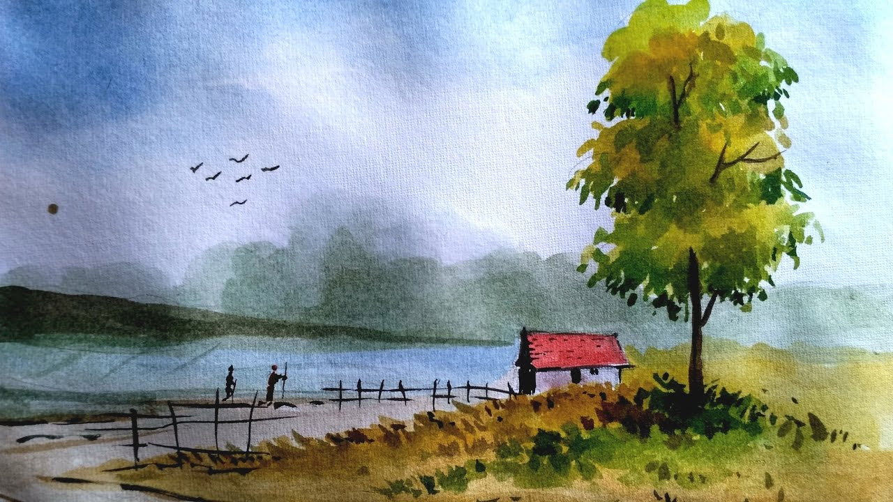 Watercolor Landscape Painting
 How to paint a simple landscape in watercolor