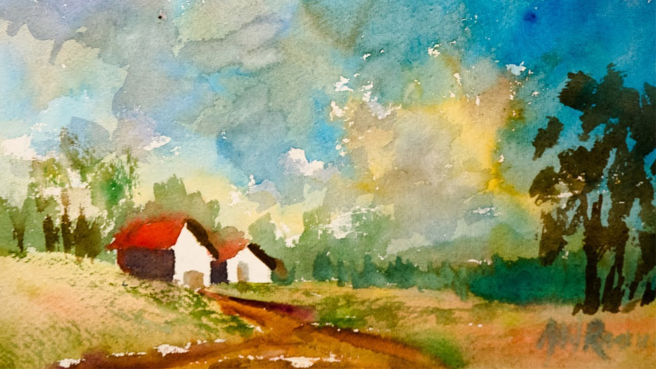 Watercolor Landscape Painting
 Abstract Landscape in Watercolor