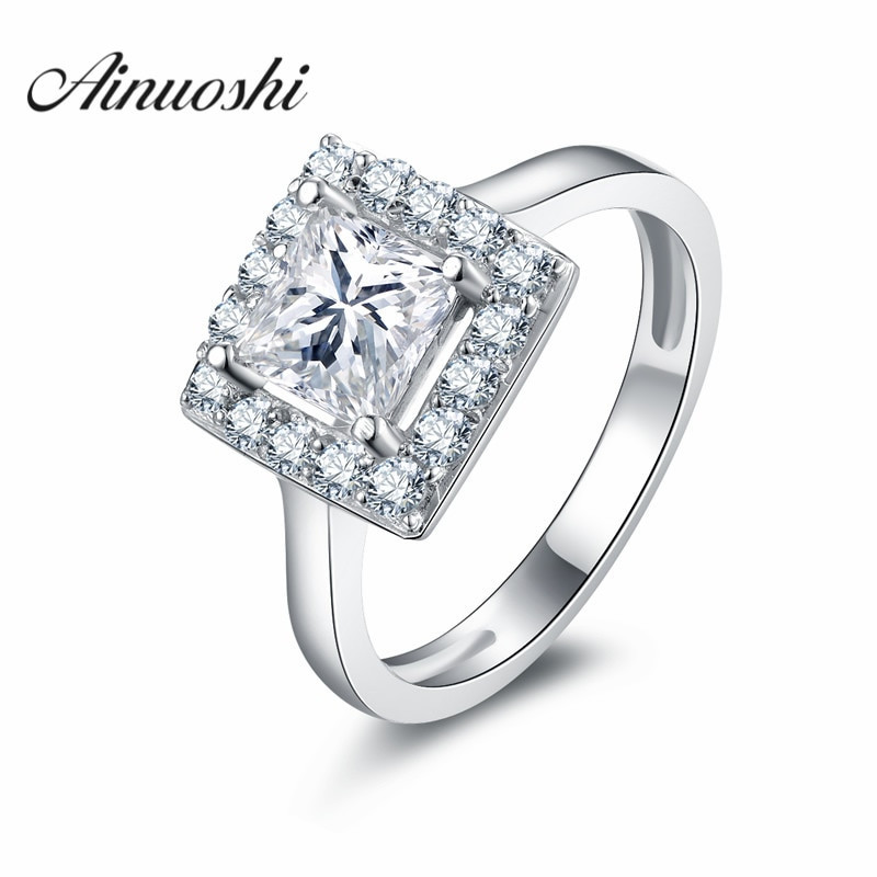 Wedding Band For Halo Engagement Ring
 Aliexpress Buy AINUOSHI 925 Sterling Silver Ring