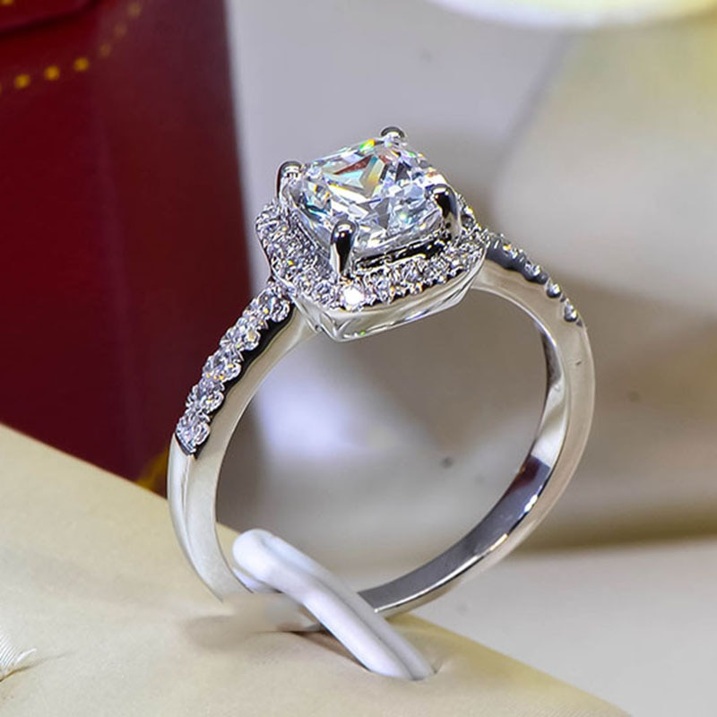 Wedding Band For Halo Engagement Ring
 Cushion 2 Carat Imitation Diamonds Engagement Ring