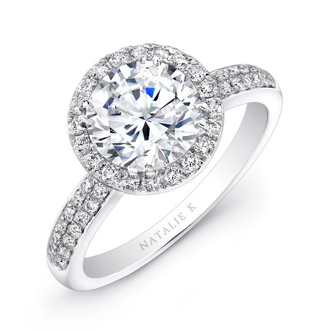 Wedding Band For Halo Engagement Ring
 18K WHITE GOLD DIAMOND BAND BEZELSET ACCENT DIAMOND HALO
