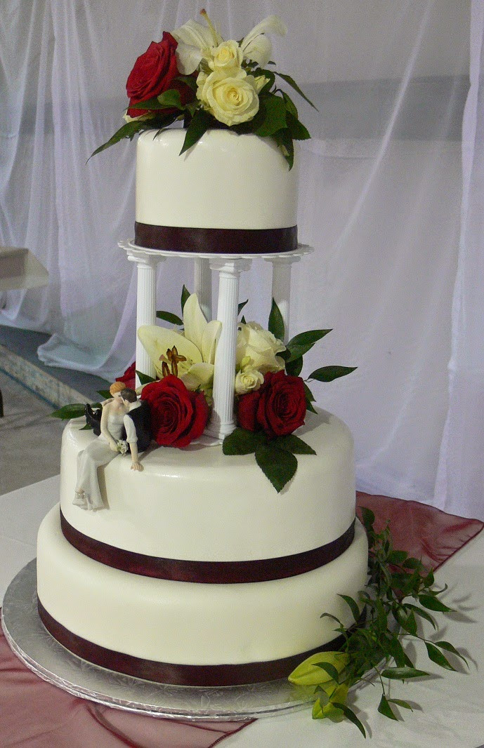 Wedding Cake Pillars
 Ultimately Chocolate CAKES Traditional Burgundy and White