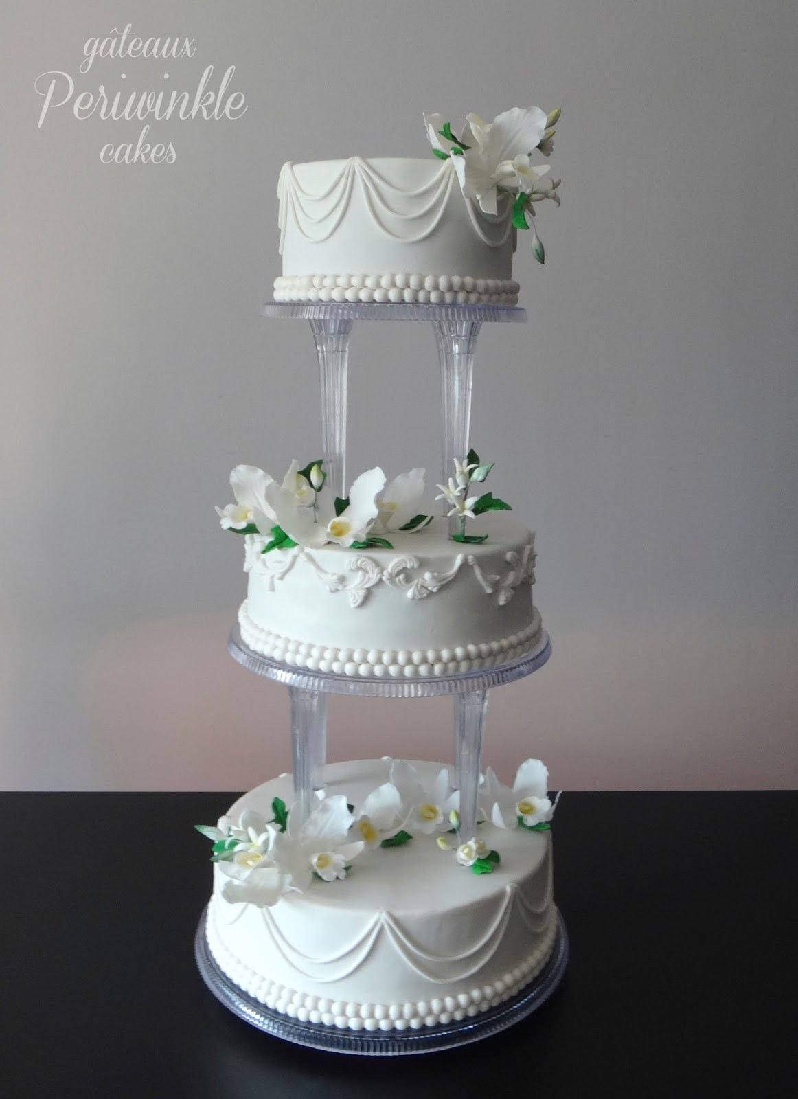 Wedding Cake Pillars
 Periwinkle Cakes Traditional Wedding Cake