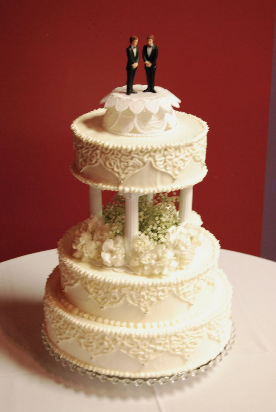 Wedding Cake Pillars
 Everything Is Frosted Traditional wedding cake with