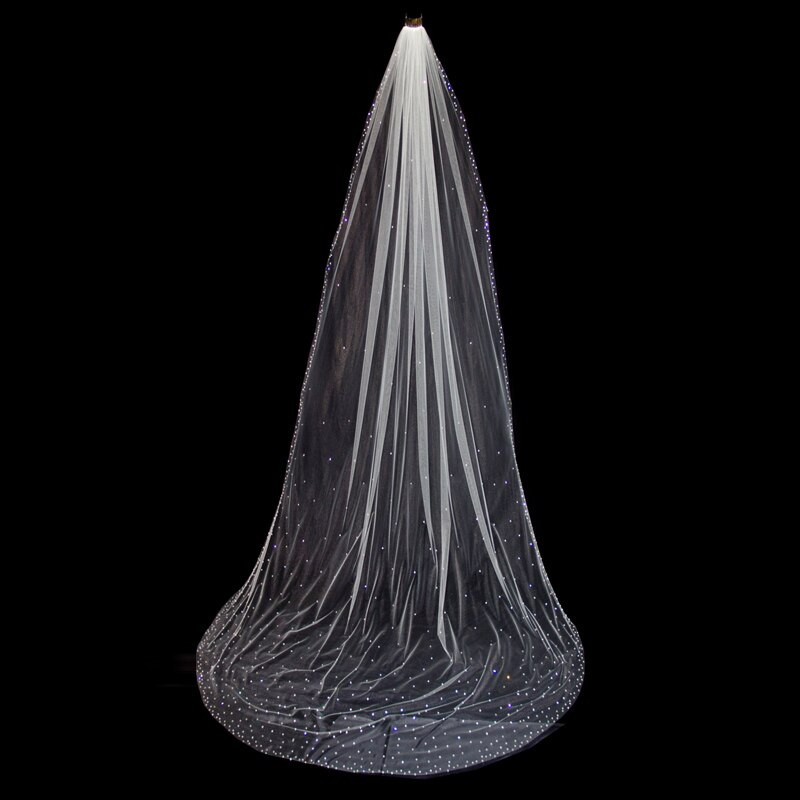 Wedding Cathedral Veils With Crystals
 Cathedral Length Wedding Veil with Crystal Edge and