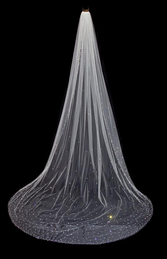 Wedding Cathedral Veils With Crystals
 Cathedral Length Wedding Veil with Crystal Edge and by