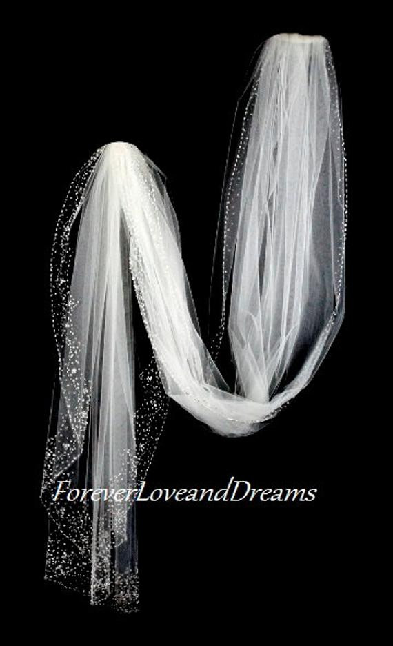 Wedding Cathedral Veils With Crystals
 cathedral Crystal beaded edge wedding veil by