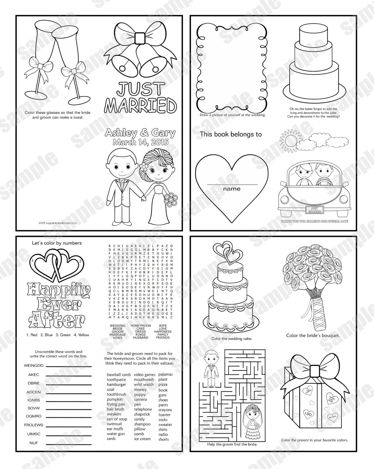 Wedding Coloring Books
 Mini Printable Personalized Wedding coloring activity book
