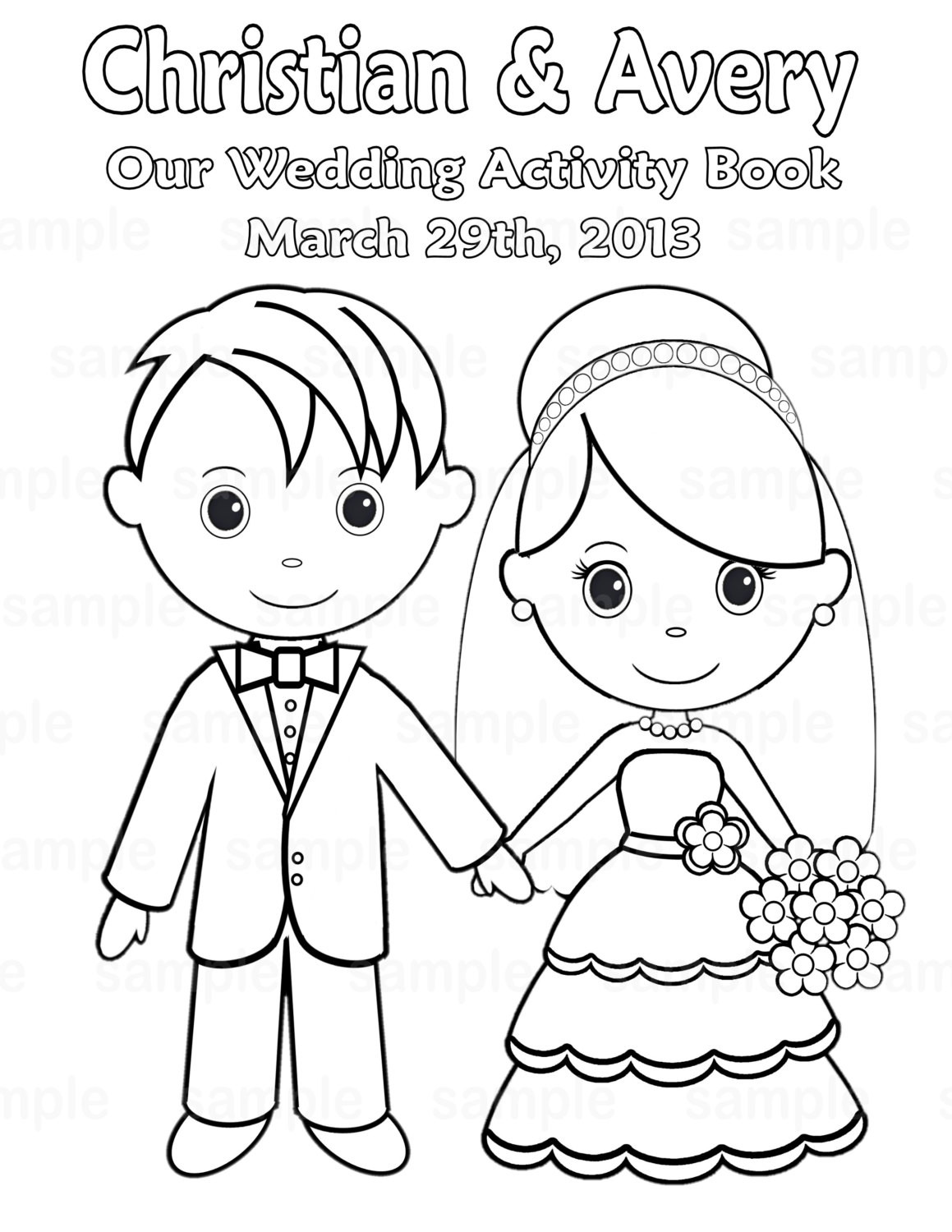 Wedding Coloring Books
 Printable Personalized Wedding coloring activity by