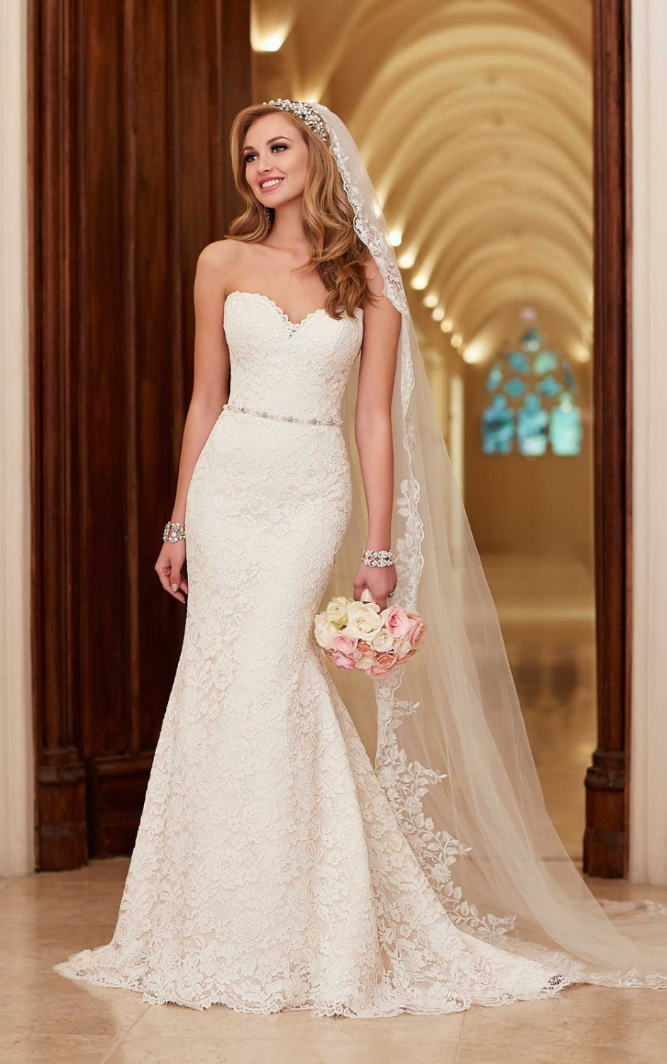 Wedding Dresses With Veils
 2016 Hot Sale Wedding Dresses with Free Appliques Veil by