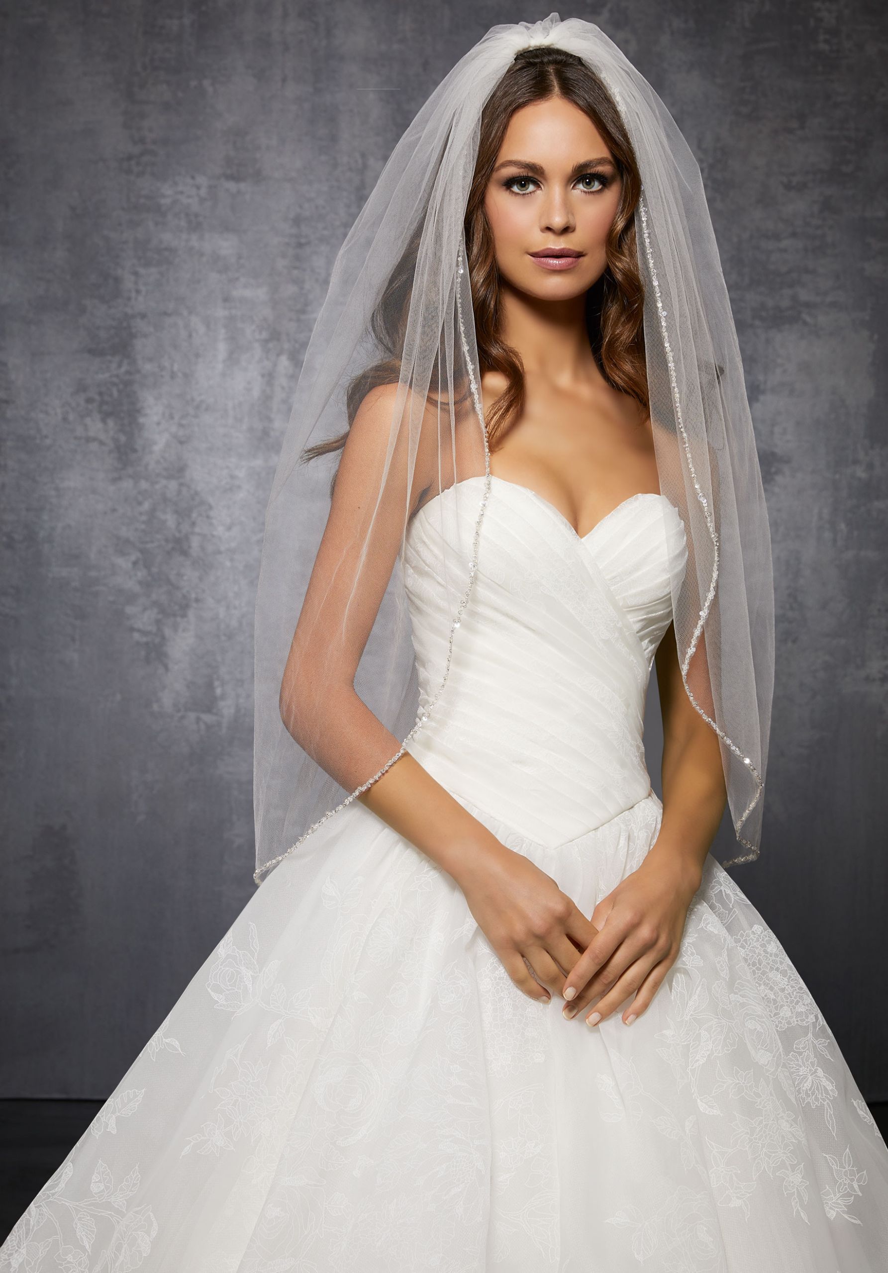 Wedding Dresses With Veils
 Veil Edged with Sequins and Crystals Style VL1046