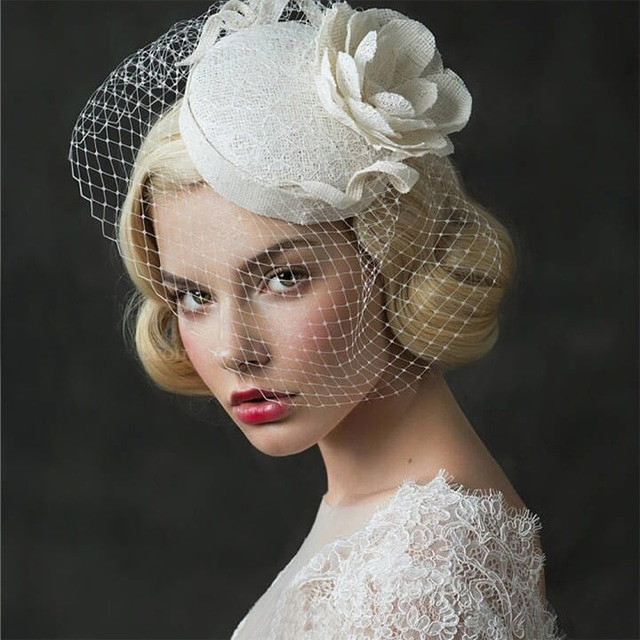 Wedding Face Veil
 Hot Sale 2017 Bridal Hat Ivory Birdcage Net Wedding Face