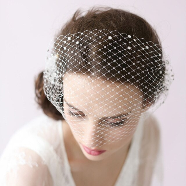 Wedding Face Veil
 Romantic Mesh Crystal Bridal Face Veil Birdcage With