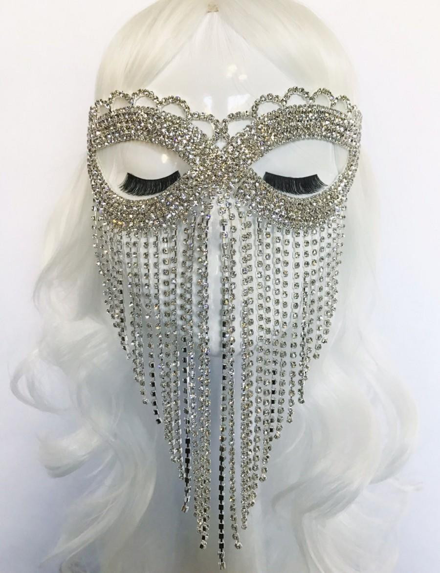 Wedding Face Veil
 Crystal Dreams — Rhinestone Mask Face Veil Bridal