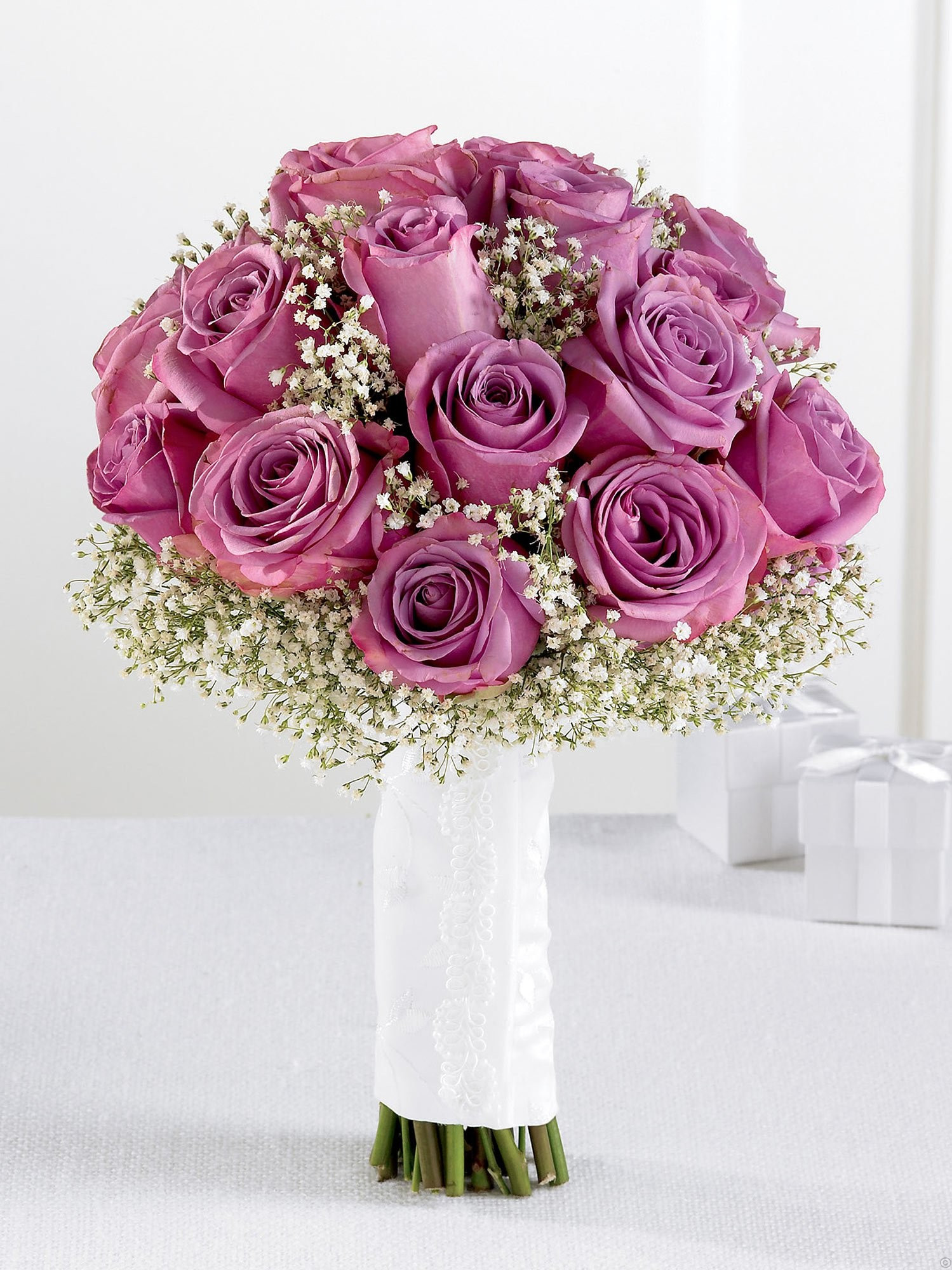 Wedding Flowers Images
 Lavender Rose & Gypsophila Bridal Bouquet Wedding Flowers