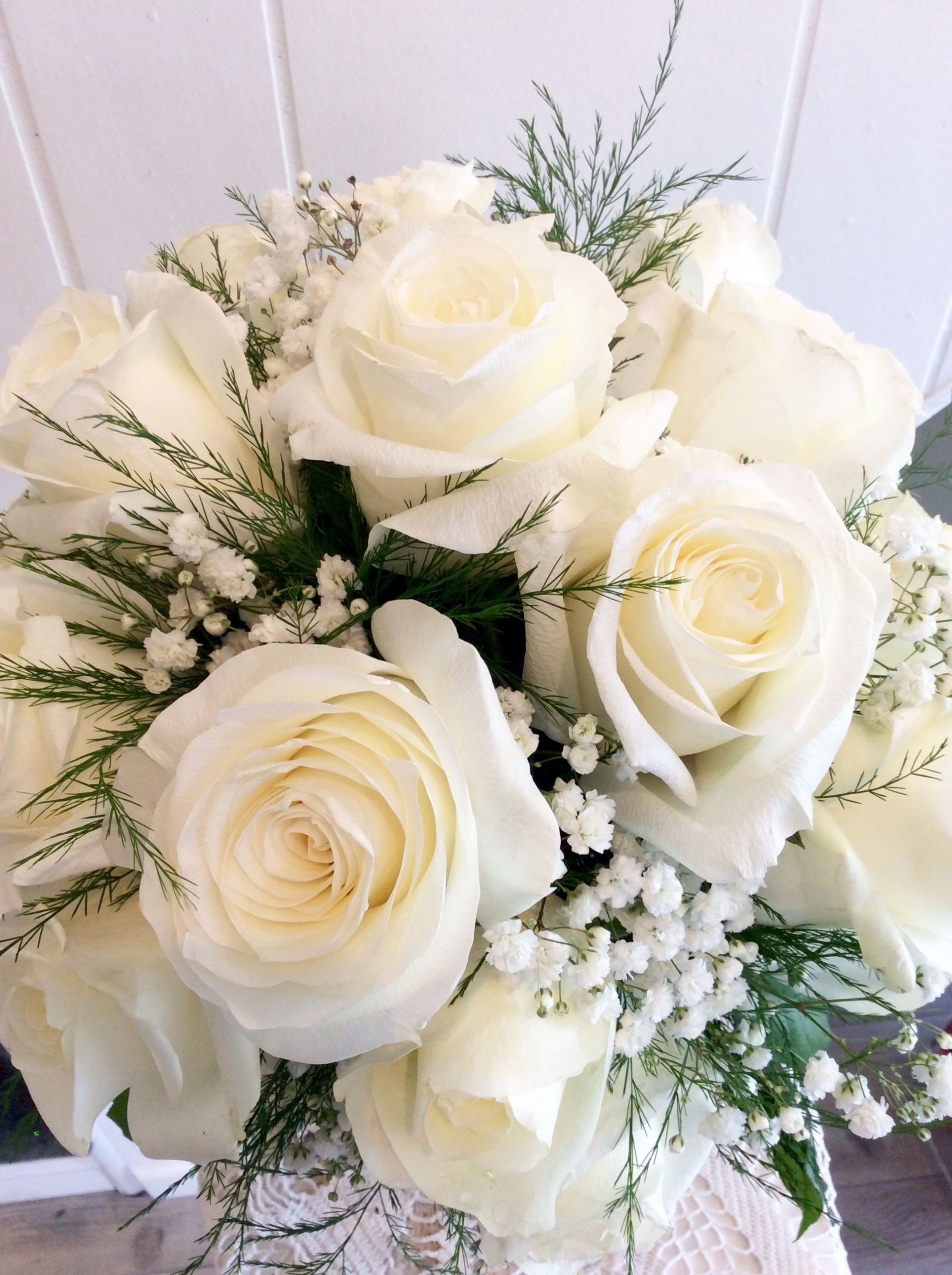 Wedding Flowers Ri
 White Roses Bridal Bouquet by Petals Florist Warwick RI