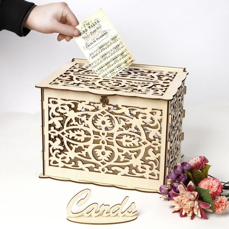 Wedding Gift Card Boxes
 DIY Wedding Gift Card Box Wooden Money Box with Lock
