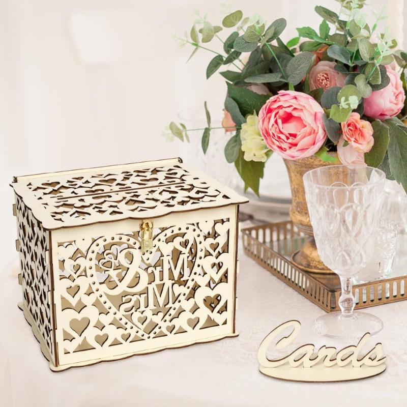 Wedding Gift Card Boxes
 Wooden Wedding Gift Card Box Money Box with Lock Beautiful