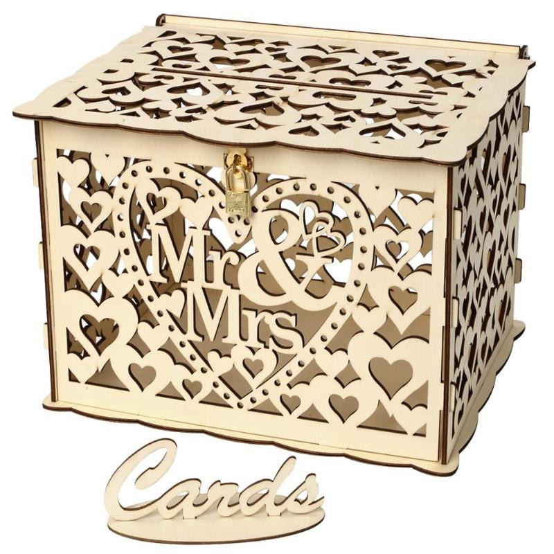 Wedding Gift Card Boxes
 Creative DIY Wedding Gift Card Box Wooden Money Box with