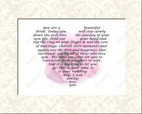 Wedding Gift Ideas From Mother To Daughter
 Personalized Bridal Gift for Wedding Day Gift Poem from Mom or