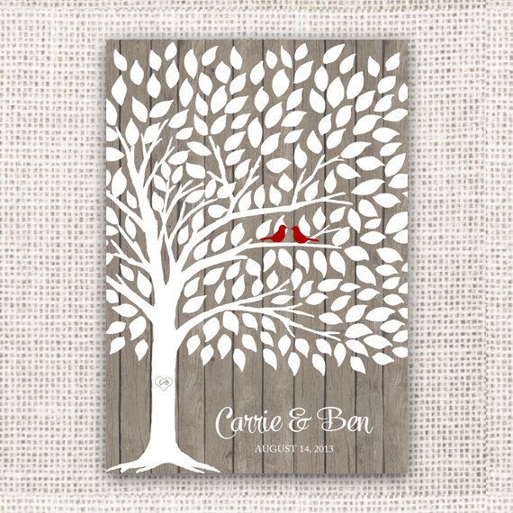 Wedding Guest Book Tree Leaves
 Wedding Guest Book Tree on Wood Background – Guest Book
