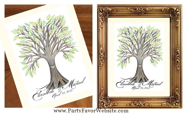 Wedding Guest Book Tree Leaves
 Wedding Signature Guest Book Tree with Green Leaves