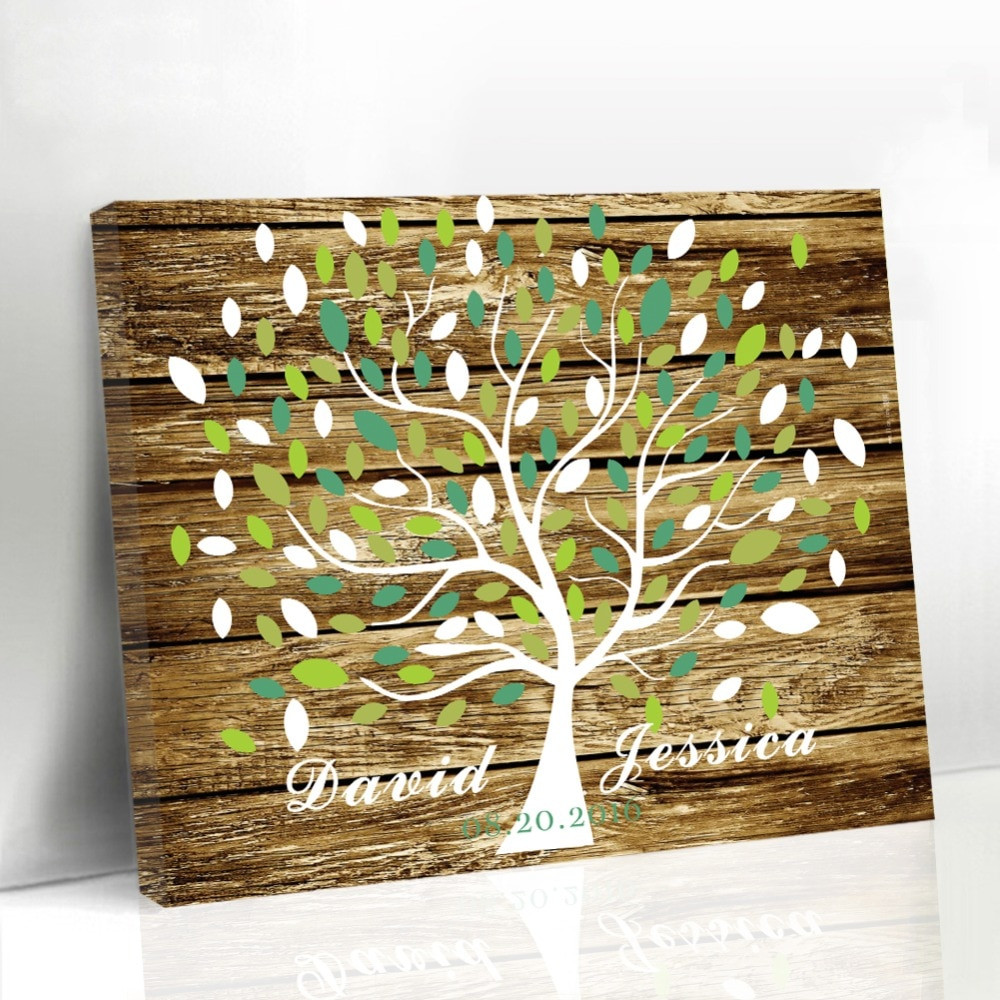 Wedding Guest Book Tree Leaves
 Personalized Unique Wedding Leaf Tree Wood Frame Guestbook