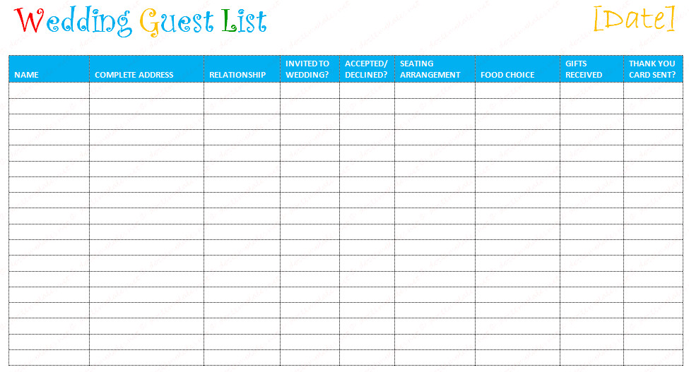 Wedding Guest List Book
 Free Editable Wedding Guest List Templates – Document