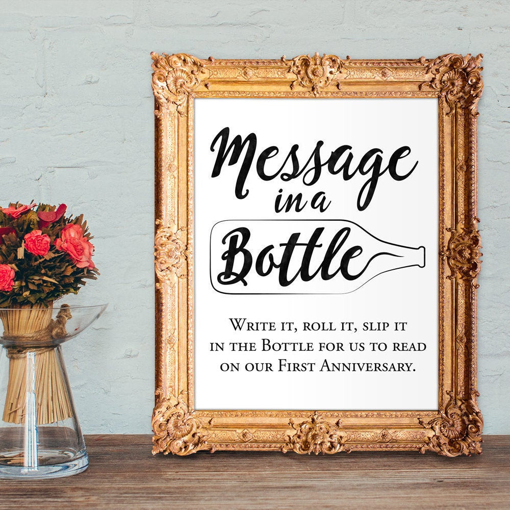 Wedding Guest Sign-in Book
 Wedding Guest Book Sign Message in a bottle anniversary