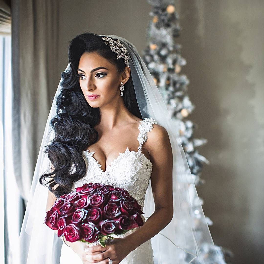 Wedding Hairstyles Down With Veil
 Breathtaking winter princess bride Marisa Crystal