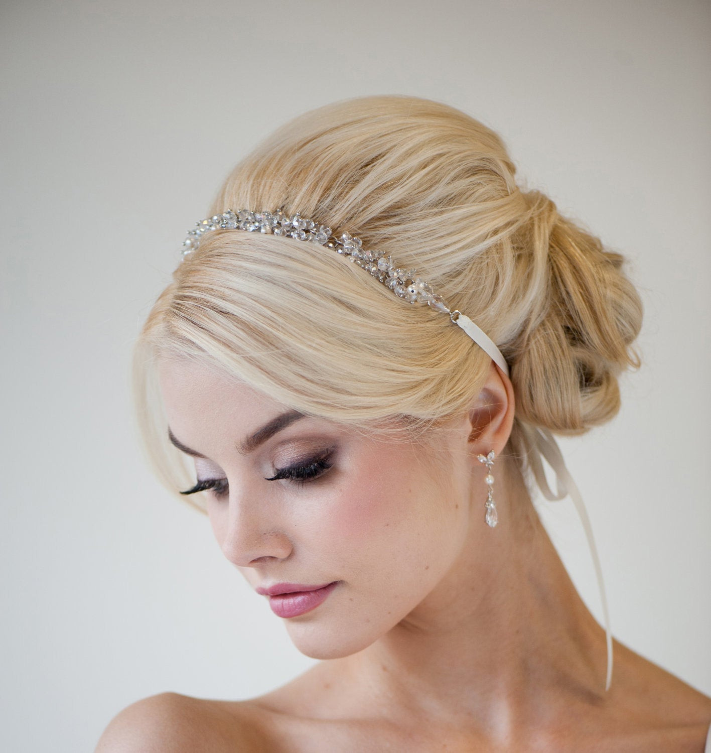 Wedding Hairstyles Headband
 Bridal Ribbon Headband Bridal Hair Accessory Beaded Ribbon