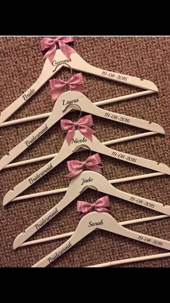 Wedding Hangers DIY
 5 x Personalised Wooden Bridal Hangers Bridesmaid