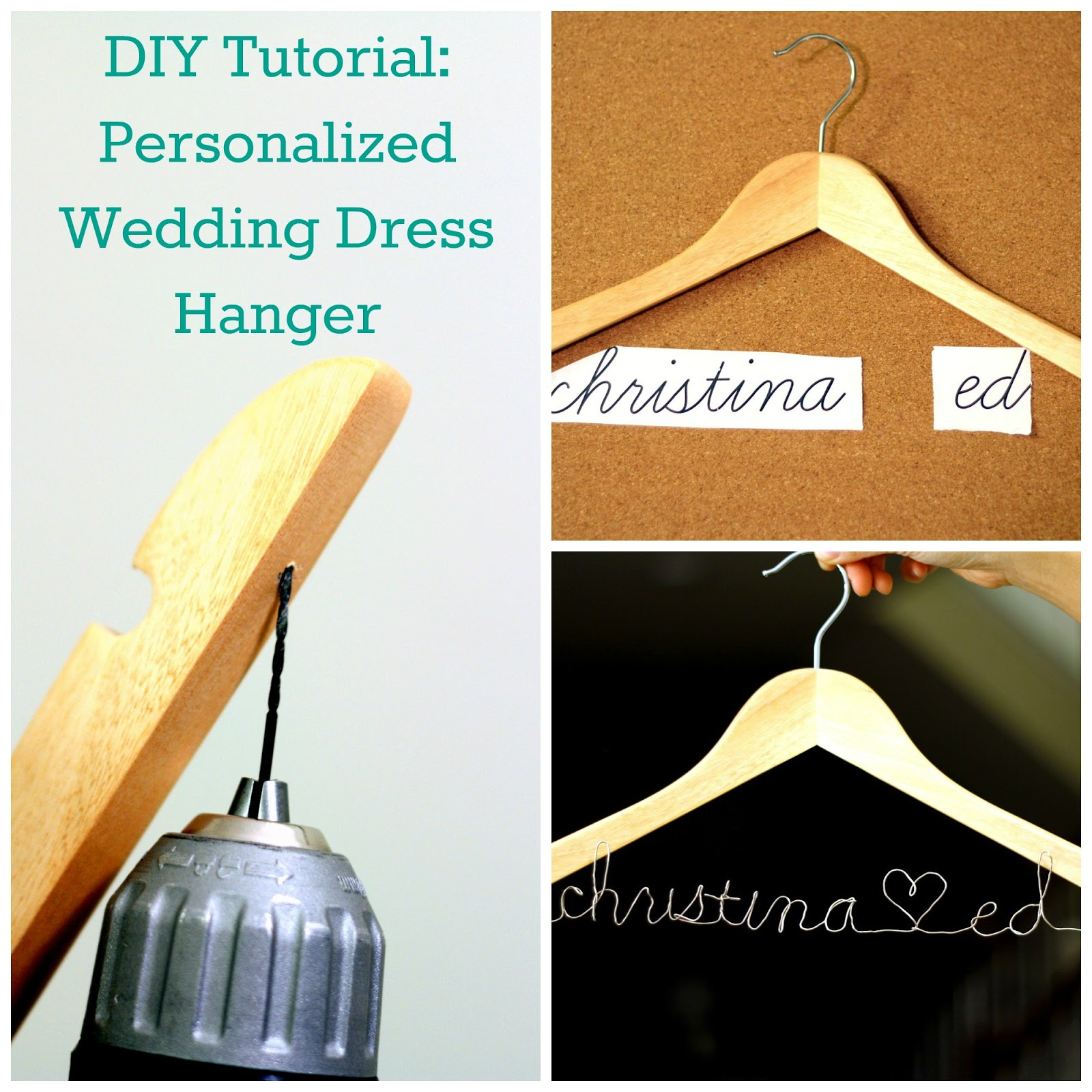 Wedding Hangers DIY
 DoLeeNoted DIY Tutorial Personalized wedding dress hanger