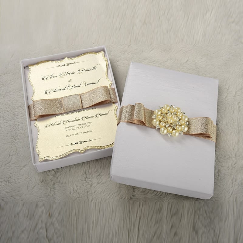 Wedding Invitation Box
 Couture Wedding Invitation Box with pearl brooch