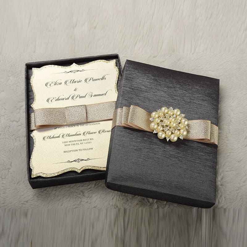 Wedding Invitation Box
 Couture Wedding Invitation Box with pearl brooch