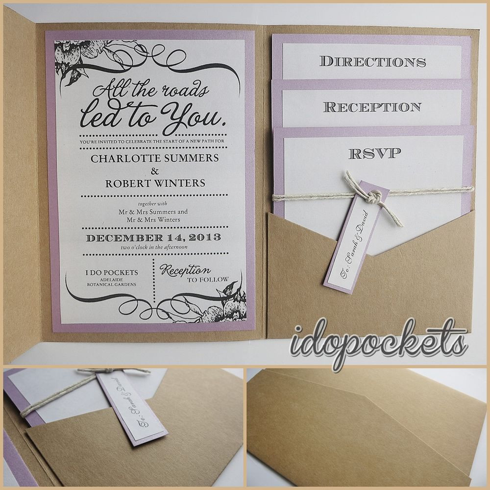 Wedding Invitations DIY
 KRAFT WEDDING POCKET INVITATIONS DIY POCKETFOLD ENVELOPES