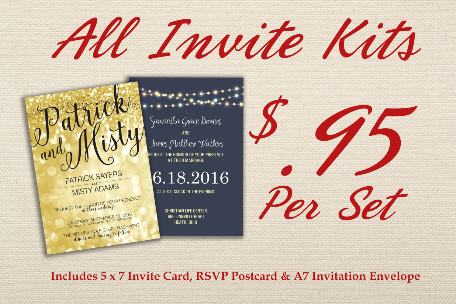 Wedding Invitations Inexpensive
 Wedding Invitation Kit Printed with RSVP Affordable Cheap