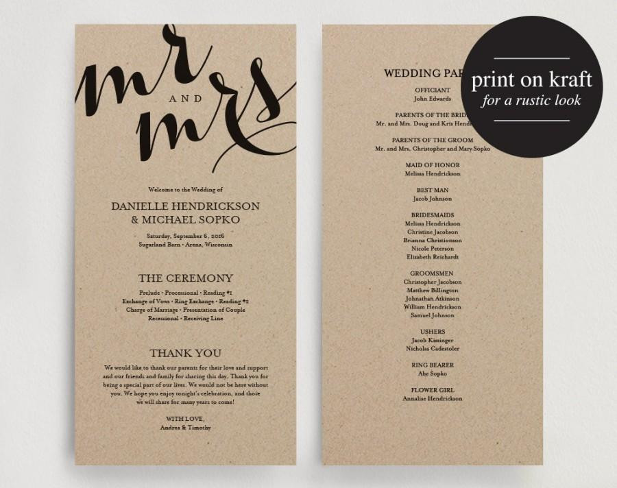 Wedding Programs DIY
 Wedding Program Printable Template Printable Program