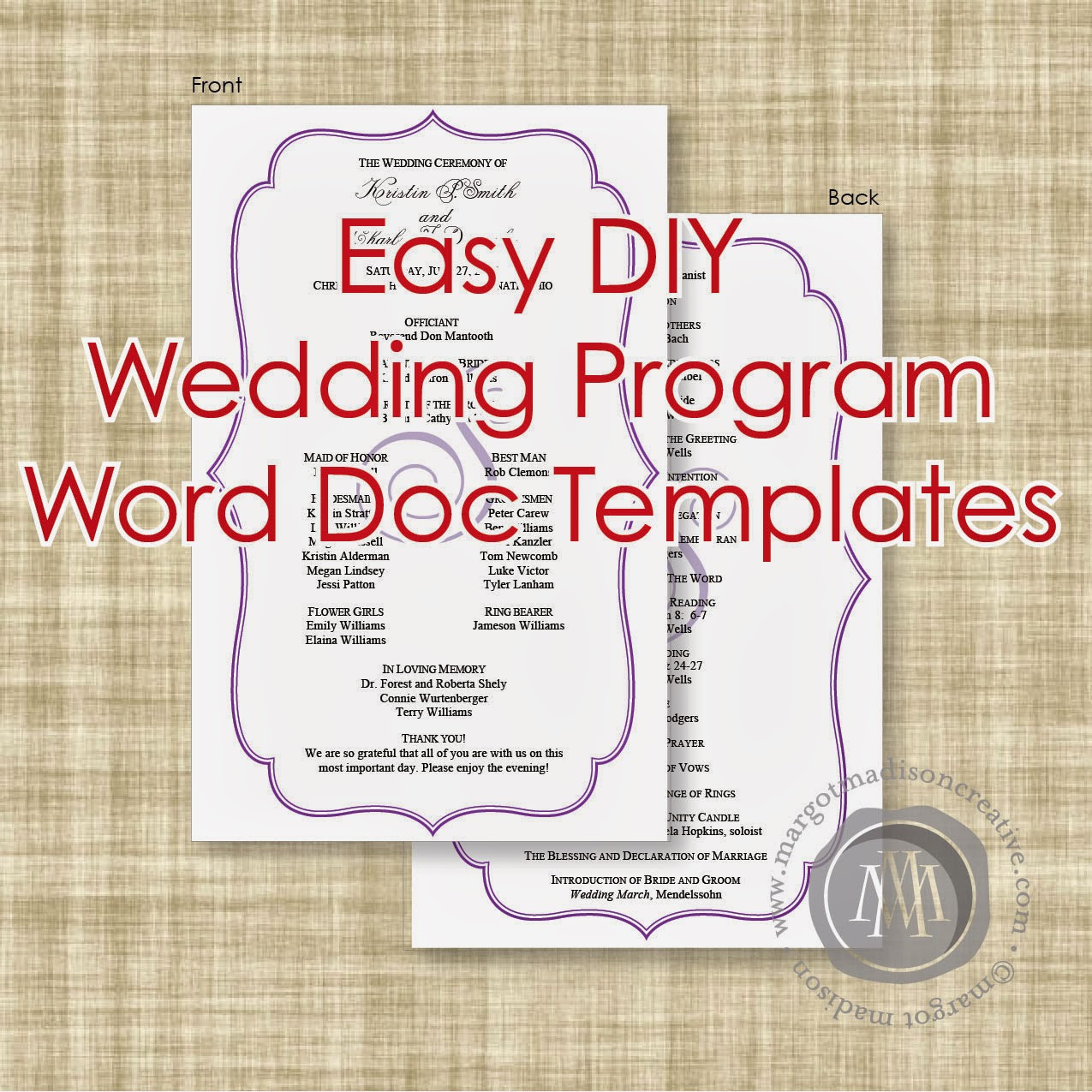 Wedding Programs DIY
 MargotMadison DIY Wedding Program Word Doc Templates now