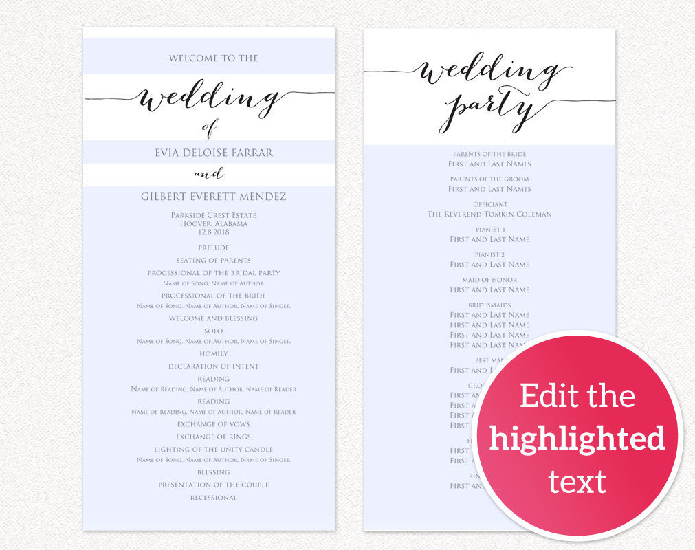 Wedding Programs DIY Templates
 Wedding Programs · Wedding Templates and Printables