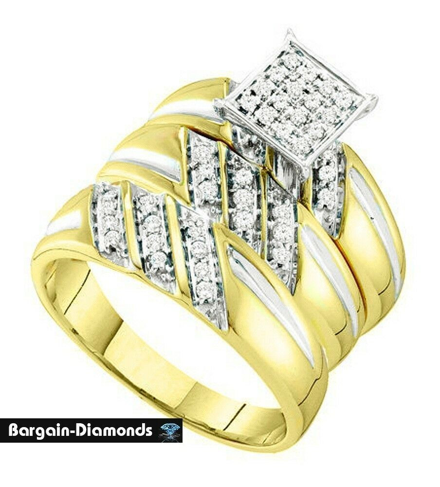 Wedding Ring Sets For Bride And Groom
 diamond 3 ring 29 carat 10K gold wedding band set bride