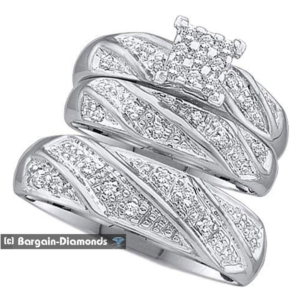 Wedding Ring Sets For Bride And Groom
 diamond 30 carat 3 ring bridal 10K gold engagement