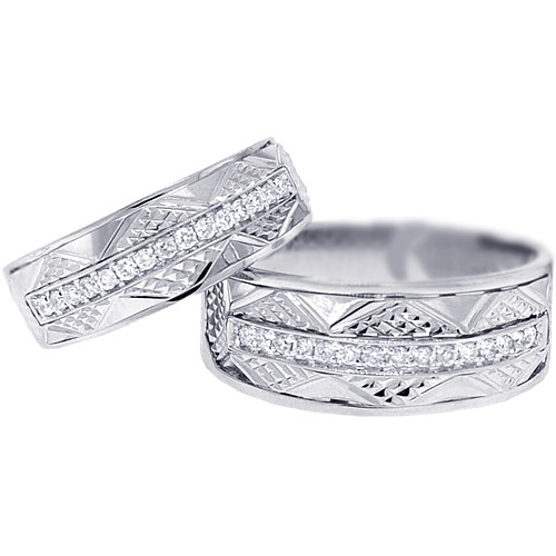 Wedding Ring Sets For Her And Him
 Diamond Vintage Wedding Bands Set for Him Her 18K Gold 0 33ct